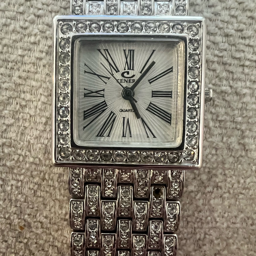 Silver With Crystals Stainless Steel Watch